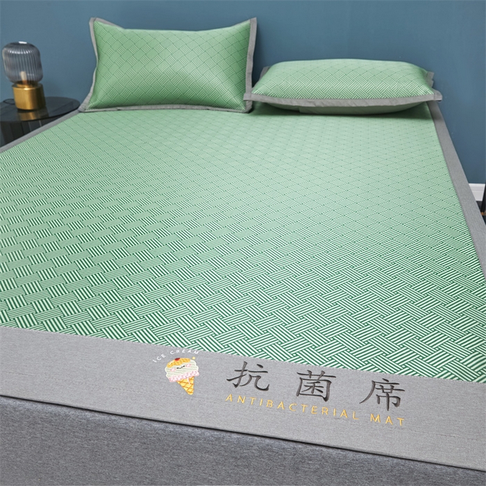 91家纺网 家纺一手货源 找家纺 鑫姿席业 2025新款抗菌冰激凌凉感丝冰丝席系列 冰激凌-水绿
