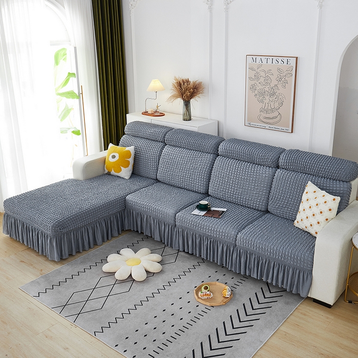 91家纺网 家纺一手货源 找家纺 丝绮鹿 2023新款爆米花坐垫套裙边款 银灰