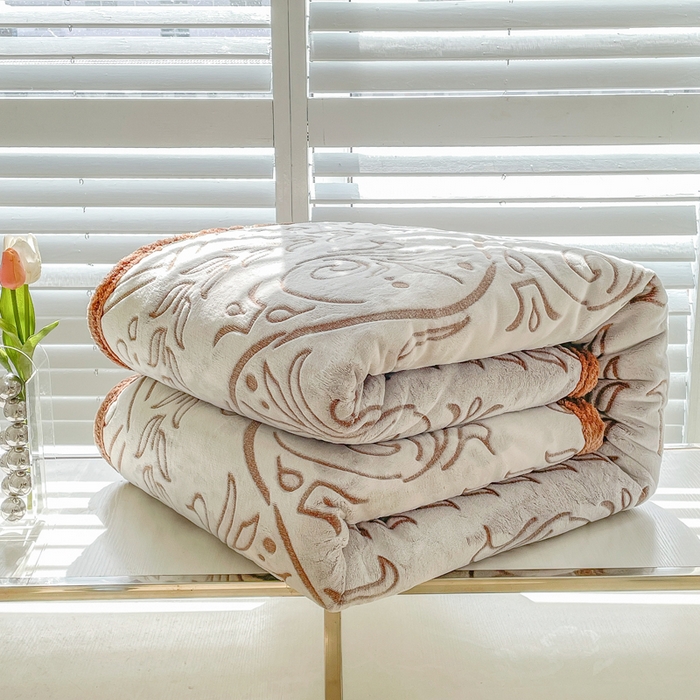 91家纺网 家纺一手货源 找家纺 来菲毛毯 2025新款高级感软糯保暖阳离子毛毯剪花复合毯可铺盖多功能办公盖毯