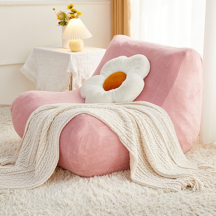 91家纺网 家纺一手货源 找家纺 丝绮鹿 2023新款懒人毛毛虫沙发套套毛绒款 粉色