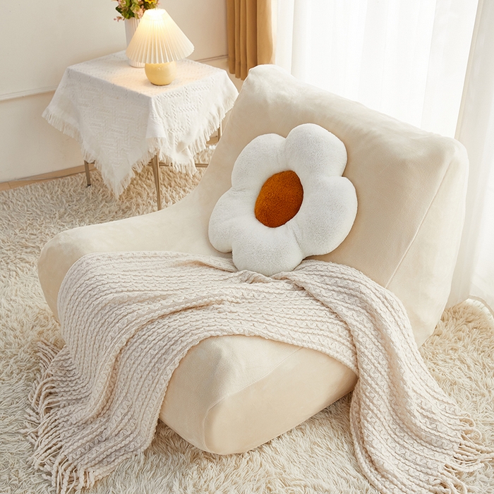 91家纺网 家纺一手货源 找家纺 丝绮鹿 2023新款懒人毛毛虫沙发套套毛绒款 米白