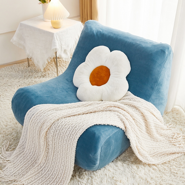 91家纺网 家纺一手货源 找家纺 丝绮鹿 2023新款懒人毛毛虫沙发套套毛绒款 蓝灰