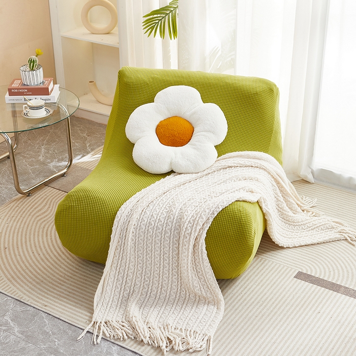 91家纺网 家纺一手货源 找家纺 丝绮鹿 2023新款爆米花懒人毛毛虫沙发套 玉米粒 苹果绿