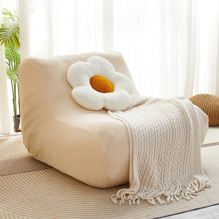 91家纺网 家纺一手货源 找家纺 丝绮鹿 2023新款爆米花懒人毛毛虫沙发套 玉米粒 米黄