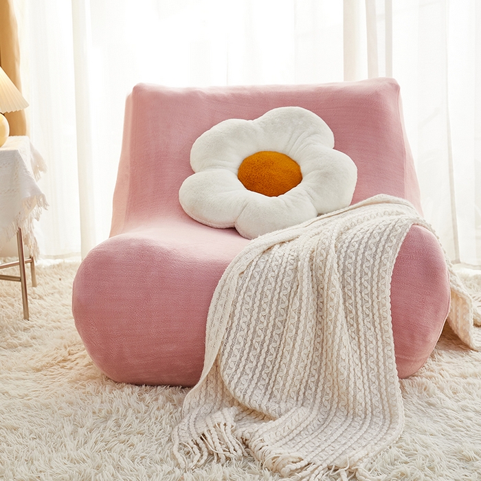 91家纺网 家纺一手货源 找家纺 丝绮鹿 2023新款懒人毛毛虫沙发套套毛绒款 粉色