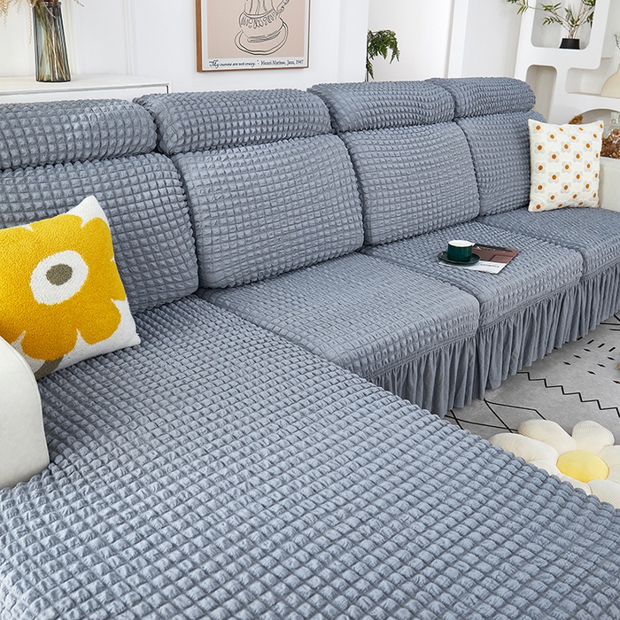 91家纺网 家纺一手货源 找家纺 丝绮鹿 2023新款爆米花坐垫套裙边款 银灰