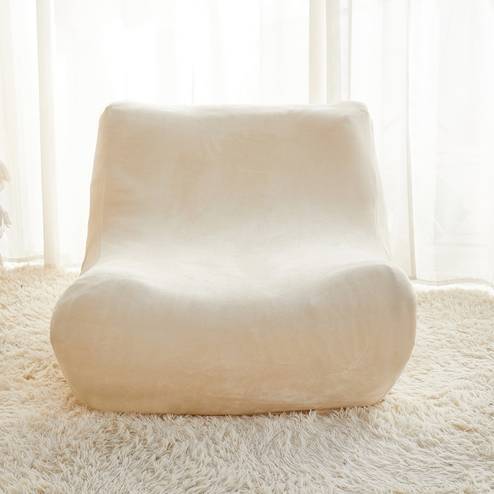 91家纺网 家纺一手货源 找家纺 丝绮鹿 2023新款懒人毛毛虫沙发套套毛绒款 米白