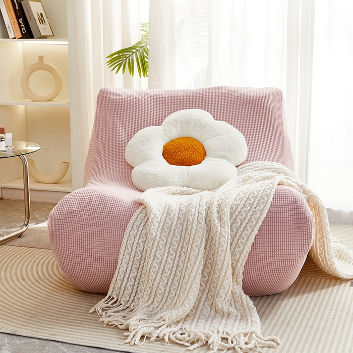 91家纺网 家纺一手货源 找家纺 丝绮鹿 2023新款爆米花懒人毛毛虫沙发套 玉米粒 暗粉