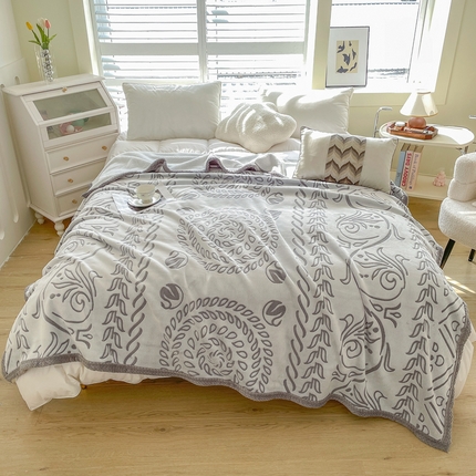 来菲毛毯 2025新款阳离子剪花复合毛毯 灰色