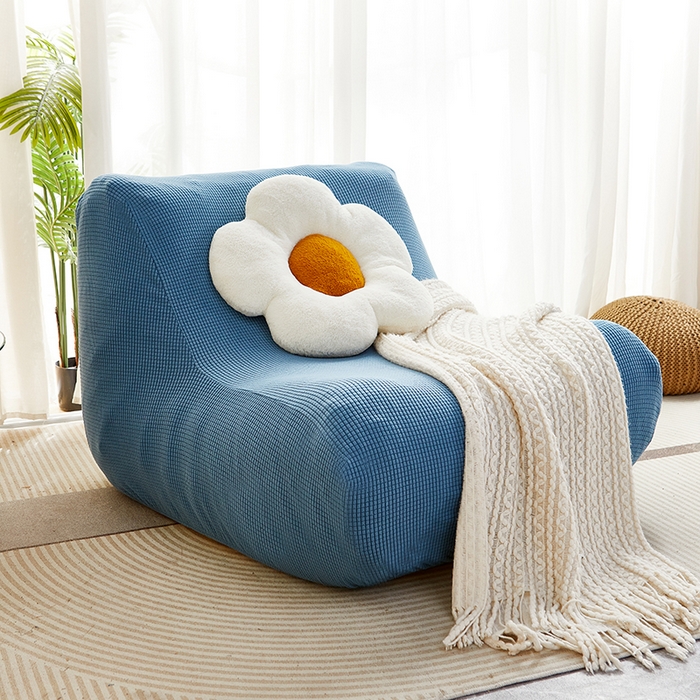 91家纺网 家纺一手货源 找家纺 丝绮鹿 2023新款爆米花懒人毛毛虫沙发套 玉米粒 西湖蓝