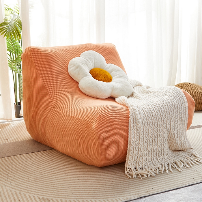 91家纺网 家纺一手货源 找家纺 丝绮鹿 2023新款爆米花懒人毛毛虫沙发套 玉米粒 香桔橙