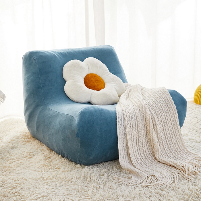 91家纺网 家纺一手货源 找家纺 丝绮鹿 2023新款懒人毛毛虫沙发套套毛绒款 蓝灰