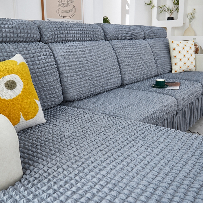 91家纺网 家纺一手货源 找家纺 丝绮鹿 2023新款爆米花坐垫套裙边款 银灰