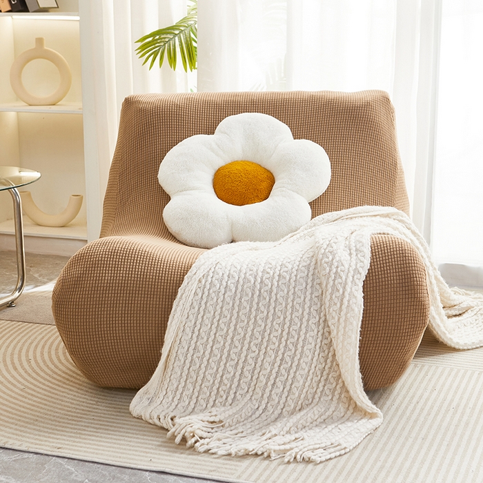 91家纺网 家纺一手货源 找家纺 丝绮鹿 2023新款爆米花懒人毛毛虫沙发套 玉米粒 驼色