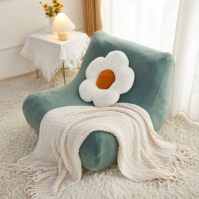 91家纺网 家纺一手货源 找家纺 丝绮鹿 2023新款懒人毛毛虫沙发套套毛绒款 青色