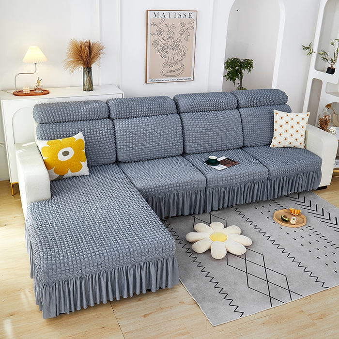 91家纺网 家纺一手货源 找家纺 丝绮鹿 2023新款爆米花坐垫套裙边款 银灰