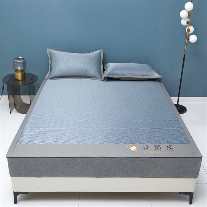 91家纺网 家纺一手货源 找家纺 鑫姿席业 2025新款抗菌冰激凌凉感丝冰丝席系列 冰激凌-深蓝