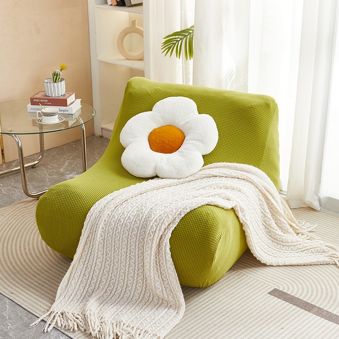 91家纺网 家纺一手货源 找家纺 丝绮鹿 2023新款爆米花懒人毛毛虫沙发套 玉米粒 苹果绿