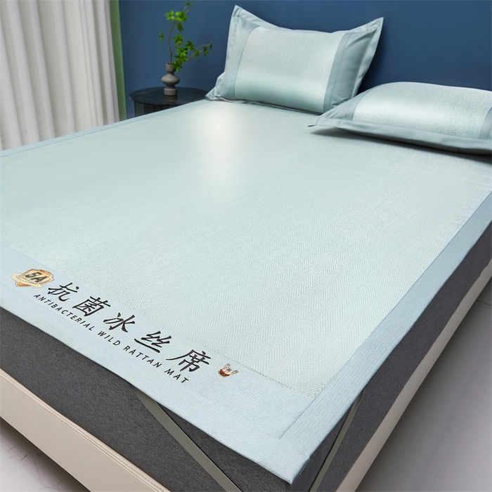 91家纺网 家纺一手货源 找家纺 鑫姿席业 2025新款5A抗菌冰丝凉席系列 云水绿（凉席款）