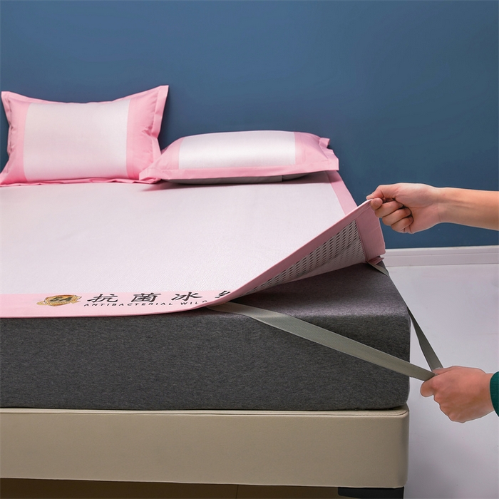 91家纺网 家纺一手货源 找家纺 鑫姿席业 2025新款5A抗菌冰丝凉席系列 香芋粉（凉席款）