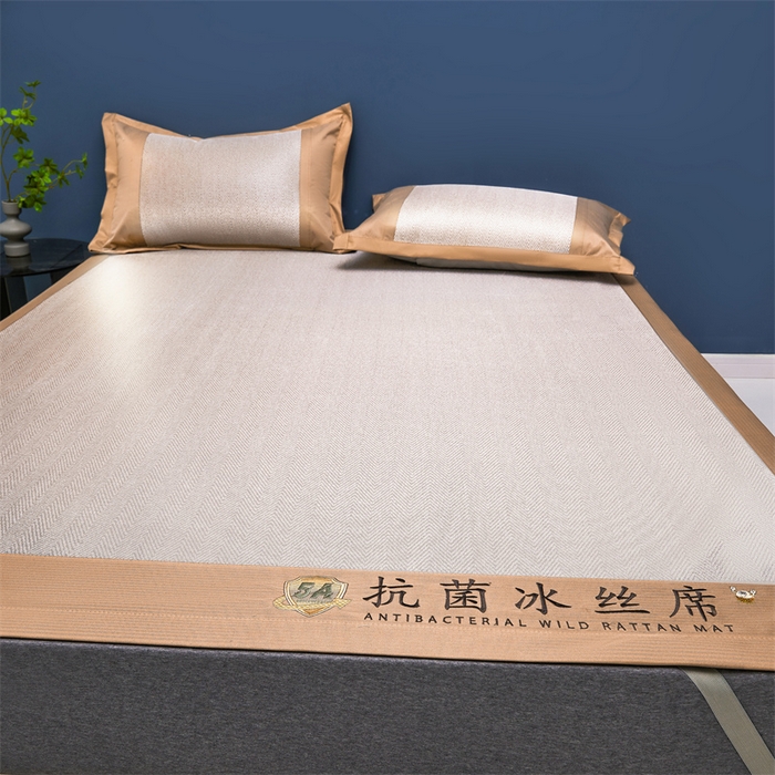 91家纺网 家纺一手货源 找家纺 鑫姿席业 2025新款5A抗菌冰丝凉席系列 乌木咖（凉席款）