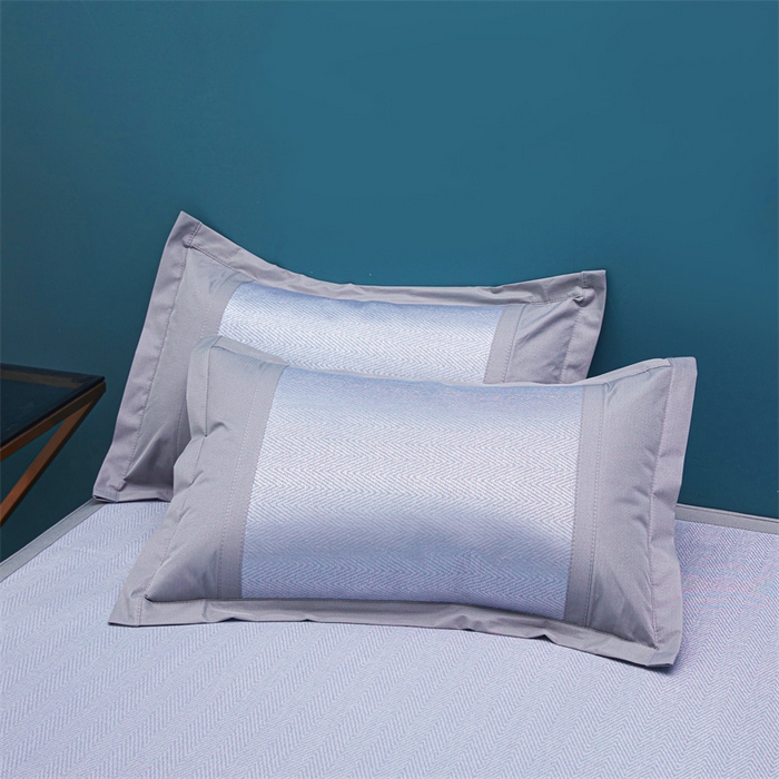 91家纺网 家纺一手货源 找家纺 鑫姿席业 2025新款5A抗菌冰丝凉席系列 淡蓝灰（床笠款）