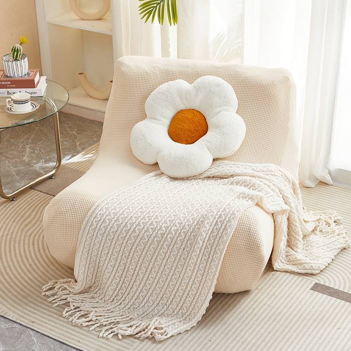 91家纺网 家纺一手货源 找家纺 丝绮鹿 2023新款爆米花懒人毛毛虫沙发套 玉米粒 米黄