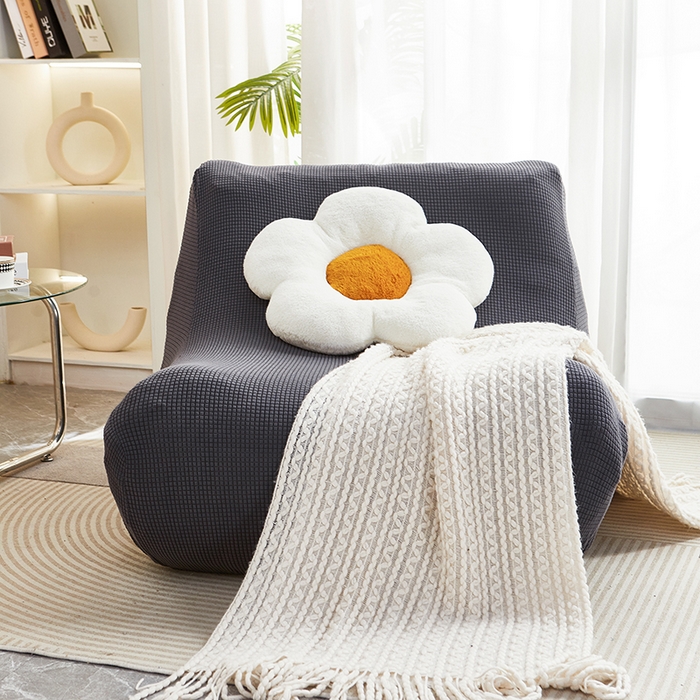 91家纺网 家纺一手货源 找家纺 丝绮鹿 2023新款爆米花懒人毛毛虫沙发套 玉米粒 深灰