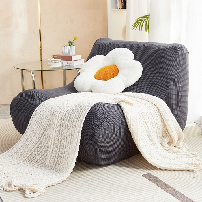 91家纺网 家纺一手货源 找家纺 丝绮鹿 2023新款爆米花懒人毛毛虫沙发套 玉米粒 深灰