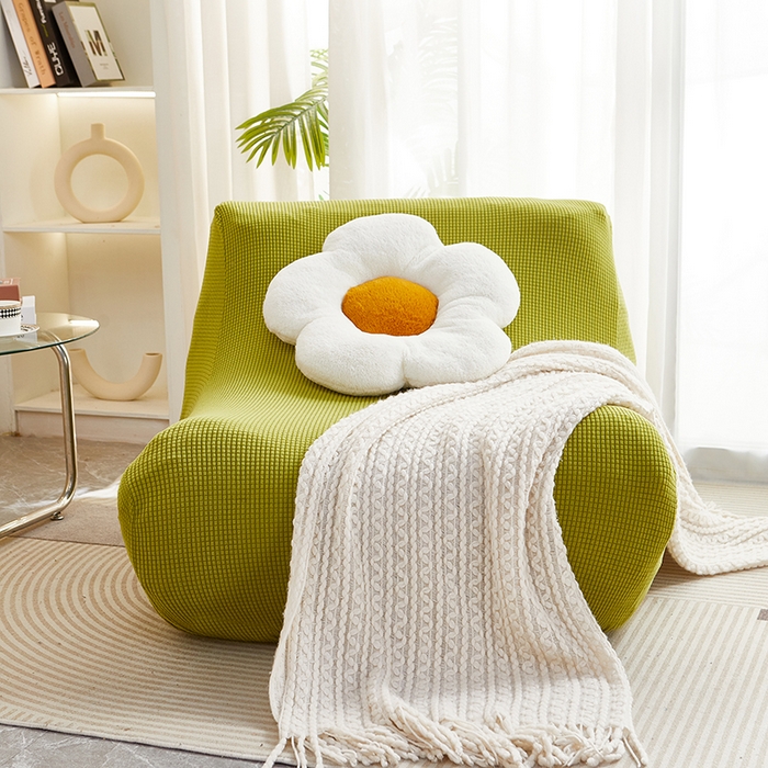 91家纺网 家纺一手货源 找家纺 丝绮鹿 2023新款爆米花懒人毛毛虫沙发套 玉米粒 苹果绿