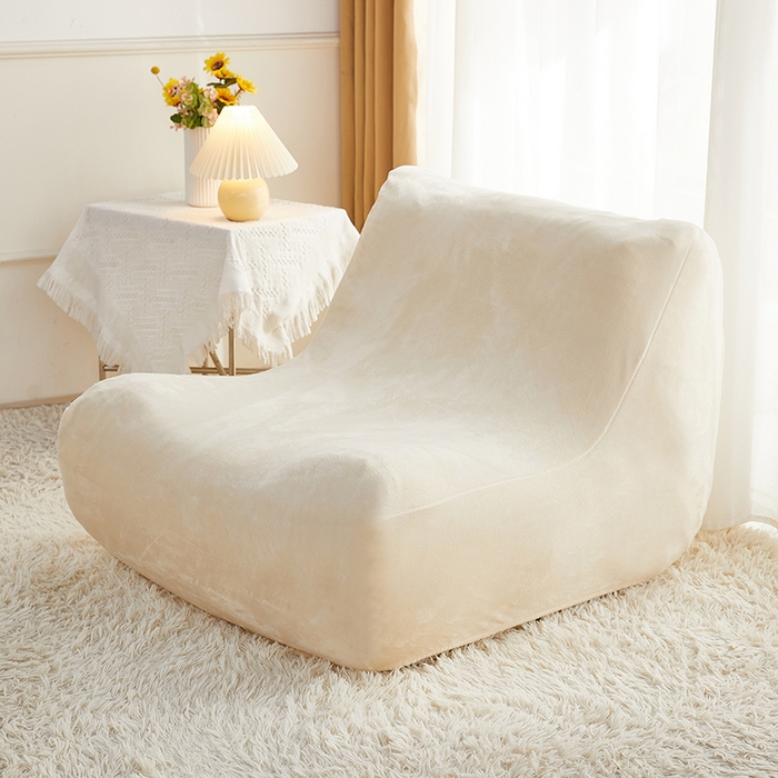 91家纺网 家纺一手货源 找家纺 丝绮鹿 2023新款懒人毛毛虫沙发套套毛绒款 米白