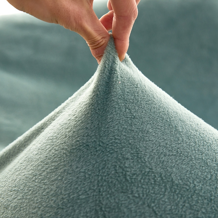 91家纺网 家纺一手货源 找家纺 丝绮鹿 2023新款懒人毛毛虫沙发套套毛绒款 青色