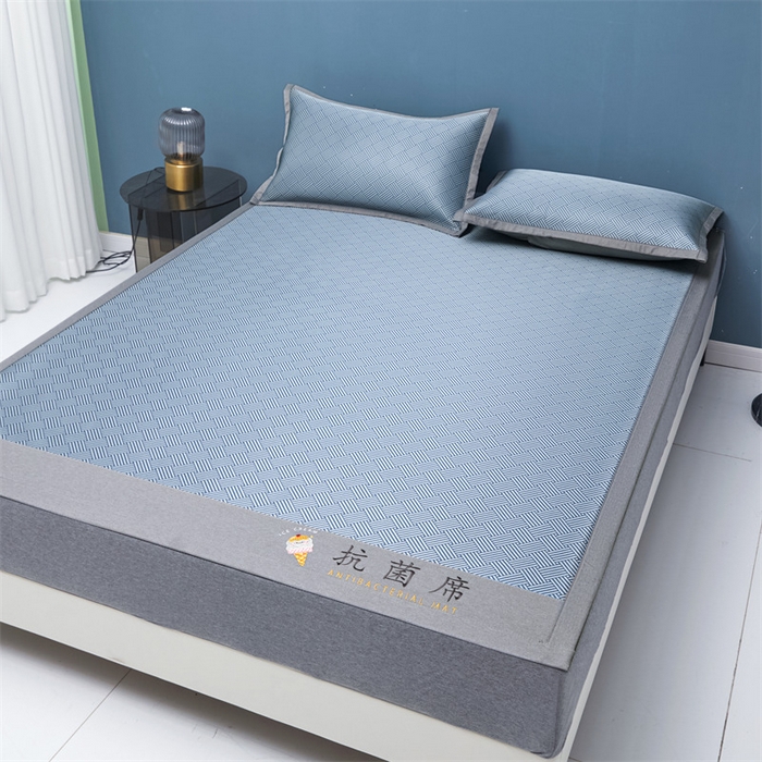 91家纺网 家纺一手货源 找家纺 鑫姿席业 2025新款抗菌冰激凌凉感丝冰丝席系列 冰激凌-深蓝