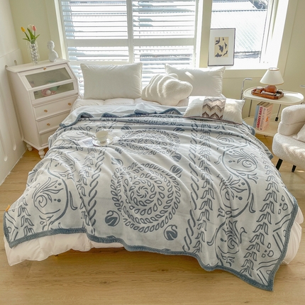 来菲毛毯 2025新款阳离子剪花复合毛毯 灰蓝