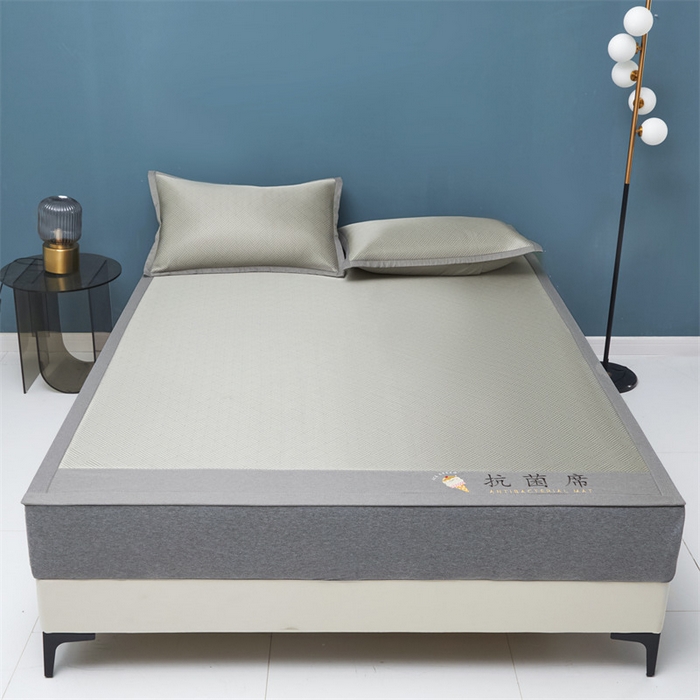 91家纺网 家纺一手货源 找家纺 鑫姿席业 2025新款抗菌冰激凌凉感丝冰丝席系列 冰激凌-浅灰