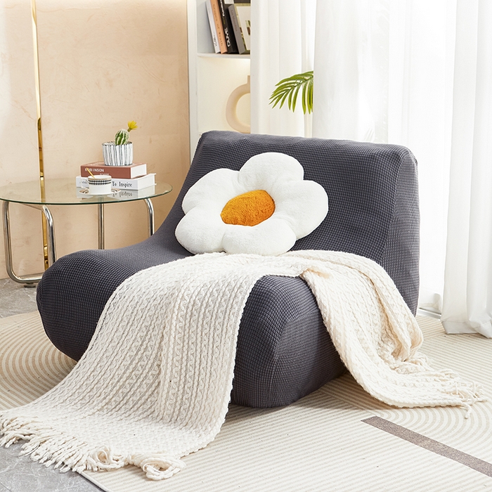 91家纺网 家纺一手货源 找家纺 丝绮鹿 2023新款爆米花懒人毛毛虫沙发套 玉米粒 深灰