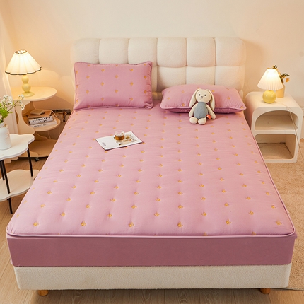 91家纺网 家纺一手货源 找家纺 （总）纤雅床笠 2024新款生姜艾草蝴蝶刺绣床笠