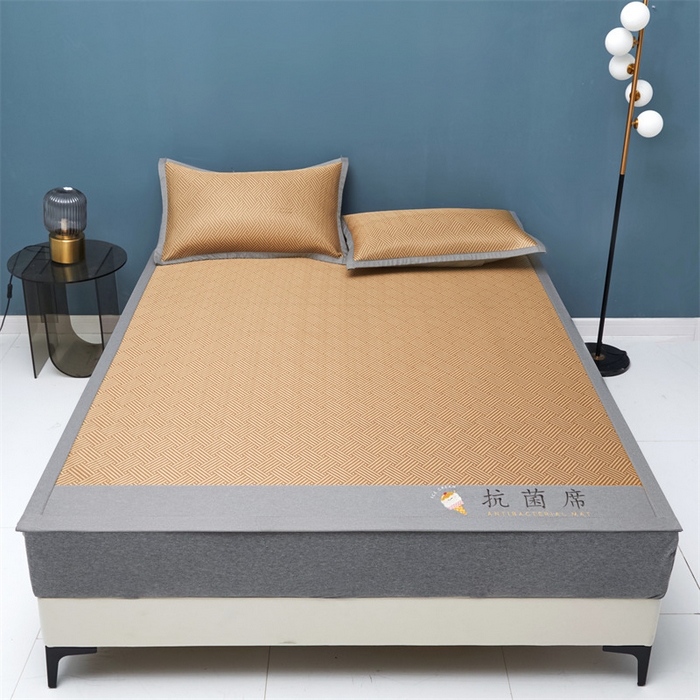 91家纺网 家纺一手货源 找家纺 鑫姿席业 2025新款抗菌冰激凌凉感丝冰丝席系列 冰激凌-咖色