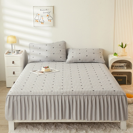 91家纺网 家纺一手货源 找家纺 （总）纤雅床笠 2024新款水洗棉床裙式新疆棉花床笠