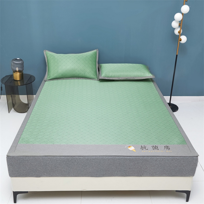 91家纺网 家纺一手货源 找家纺 鑫姿席业 2025新款抗菌冰激凌凉感丝冰丝席系列 冰激凌-水绿