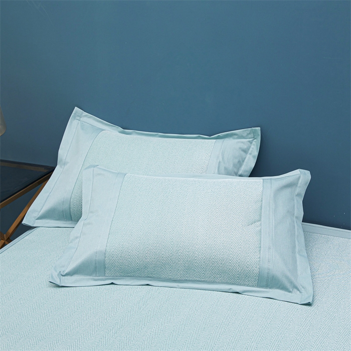 91家纺网 家纺一手货源 找家纺 鑫姿席业 2025新款5A抗菌冰丝凉席系列 云水绿（床笠款）