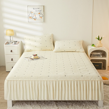 91家纺网 家纺一手货源 找家纺 （总）纤雅床笠 2024新款水洗棉床裙式新疆棉花床笠