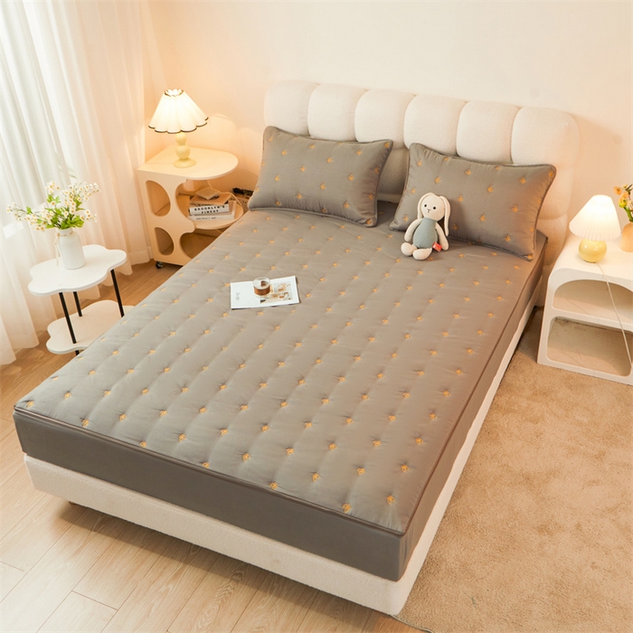 91家纺网 家纺一手货源 找家纺 （总）纤雅床笠 2024新款生姜艾草蝴蝶刺绣全包床笠