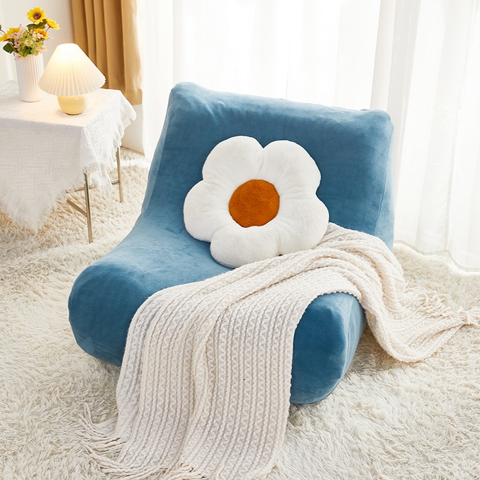 91家纺网 家纺一手货源 找家纺 丝绮鹿 2023新款懒人毛毛虫沙发套套毛绒款 蓝灰