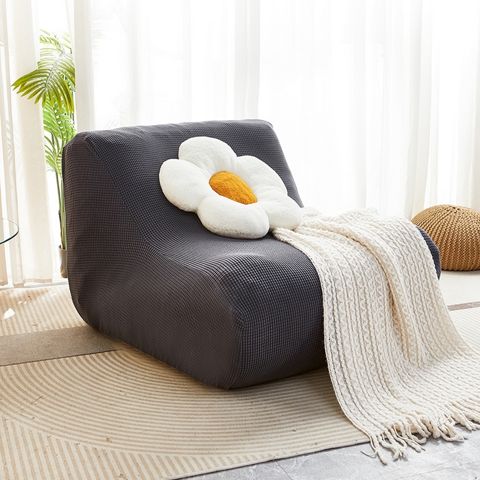 91家纺网 家纺一手货源 找家纺 丝绮鹿 2023新款爆米花懒人毛毛虫沙发套 玉米粒 深灰