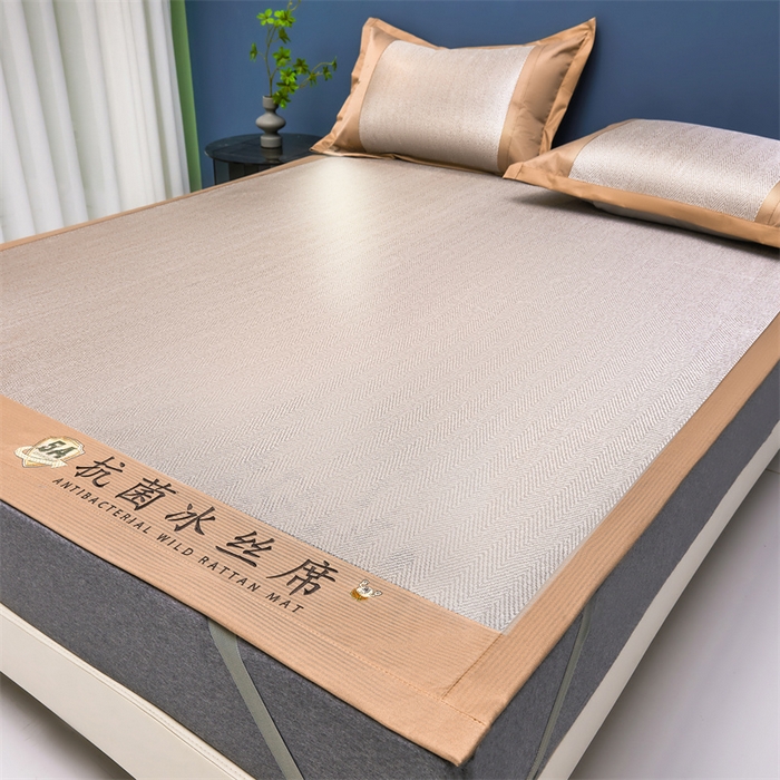 91家纺网 家纺一手货源 找家纺 鑫姿席业 2025新款5A抗菌冰丝凉席系列 乌木咖（凉席款）