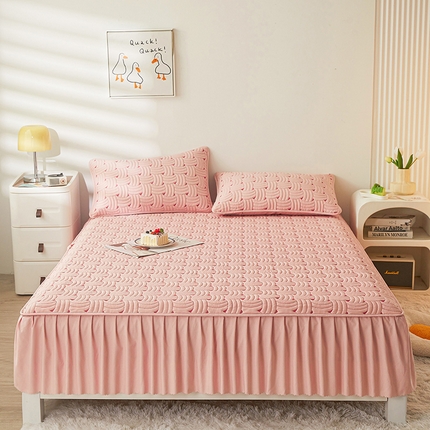 91家纺网 家纺一手货源 找家纺 （总）纤雅床笠 2024新款水洗棉床裙式新疆棉花床笠