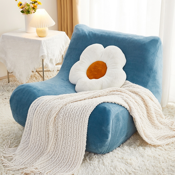 91家纺网 家纺一手货源 找家纺 丝绮鹿 2023新款懒人毛毛虫沙发套套毛绒款 蓝灰