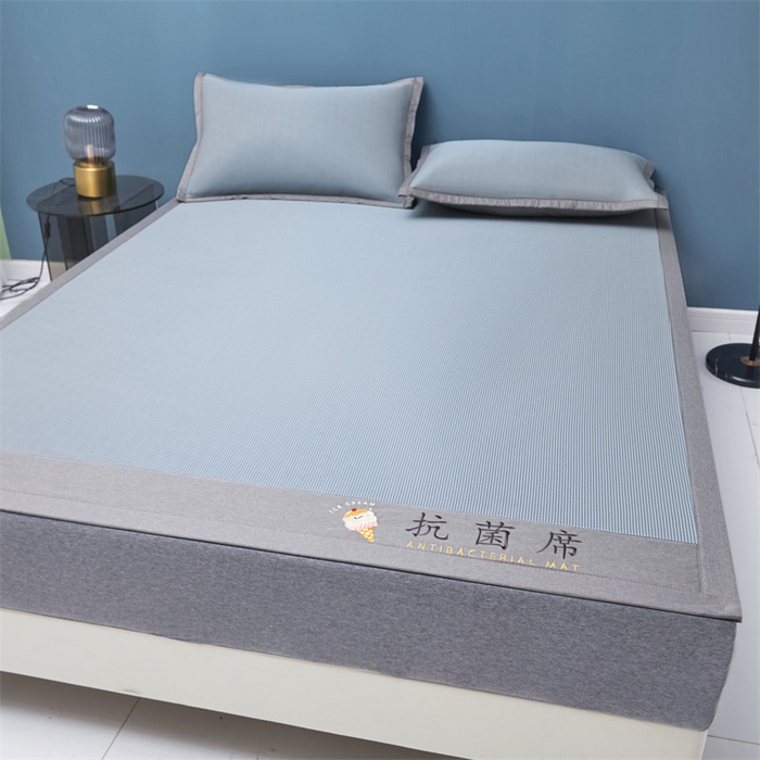 91家纺网 家纺一手货源 找家纺 鑫姿席业 2025新款抗菌冰激凌凉感丝冰丝席系列 冰激凌-浅蓝