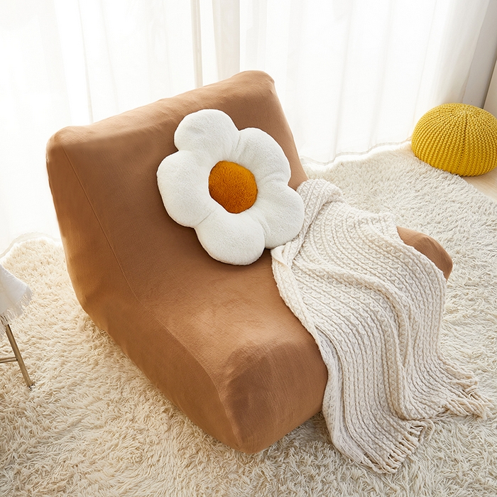 91家纺网 家纺一手货源 找家纺 丝绮鹿 2023新款懒人毛毛虫沙发套套毛绒款 驼色